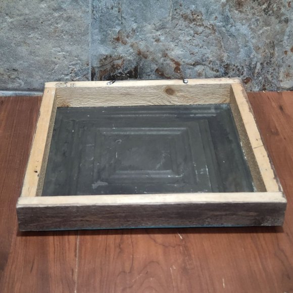 Turquoise Distressed Live Well Tin Metal on Wood Frame Hanging Wall Decor - Picture 5 of 12